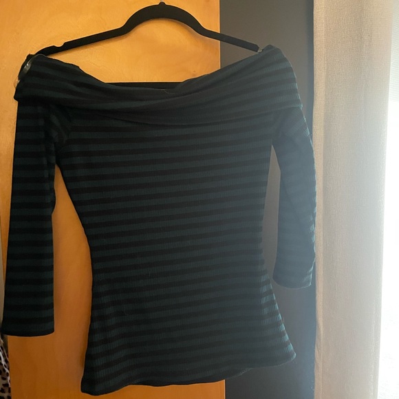 Unique Vintage Like-New, Striped, Off the Shoulder Top